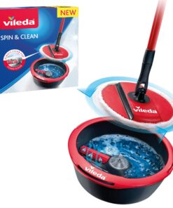 Vileda Spin & Clean Komplett-Set zur Bodenreinigung für Hausfrauen im Haus, manuelles Auswringsystem durch den Griff, Ei