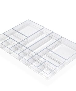 Schubladen Organizer 12er Transparent mit Antirutsch Pads für Schminke Schublade