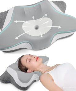 DONAMA Nackenkissen, Memory Foam Kopfkissen, Ergonomisches seitenschläferkissen für Seiten, Rücken & Bauchschläfer - Gra