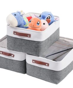 Mangata Kaltes Grau Gewebte Aufbewahrungsboxen 3er-Set für Kleidung und Spielzeug - Segeltuch-Quality - Kleidung & Spiel