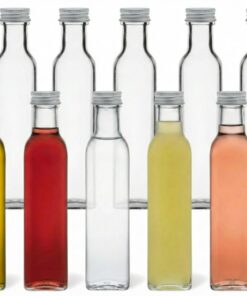 gouveo 10er Set 250ml eckige Glasflaschen Maraska - spülmaschinengeeignet zum Befüllen Likör, Schnaps, Öl & Essig (MFET2
