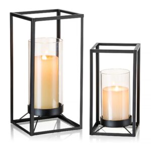 Staymoment Deko Kerzenständer Schwarz: 2er Set Windlicht für Wohnzimmer