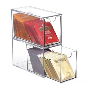 OGANAZI Transparent Teebeutel Organizer für Küche und Büro 2 Stück Schubladenbox Stapelbar mit Aufbewahrung für Schmuck