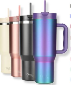 Milu Thermobecher 1200ml doppelschichtig isoliert – ideal für 48h Eis/24h kalt/12h heiß – Edelstahl Trinkflasche mit Str
