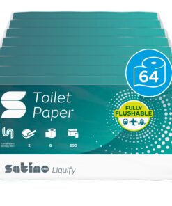 WEPA liquify Campingtoilettenpapier - selbstauflösend, ideal für Boot, Camping - Großpackung 64 Rollen × 250 Blatt - Vor