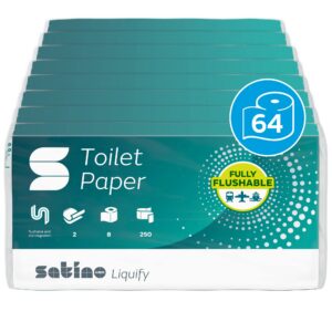 WEPA liquify Campingtoilettenpapier - selbstauflösend, ideal für Boot, Camping - Großpackung 64 Rollen × 250 Blatt - Vor