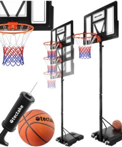tectake® Basketballkorb Outdoor + Rollen + Wetterfest + für Kinder und Erwachsene + höhenverstellbar + mit mobiler Stütz