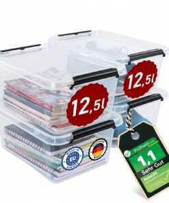 Astor24 [Test SEHR GUT, NOTE 1.1] Aufbewahrungsboxen 4x 1|5 L, Küche Organisator, Haushaltsorganisation, Speicherung und