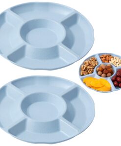 2er Set Blauer 5-Fach Snackteller Wiederverwendbar für Nüsse Süßigkeiten Desserts
