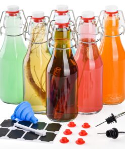 6er Set 250ml Glasflaschen mit Bügelverschluss - Ideal zum Befüllen für Wein, Saft, Öl & Fermentation