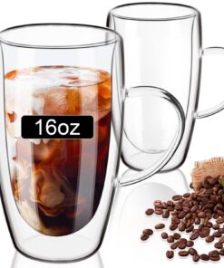 ParaCity 2er Cappuccino Tassen, 470ml, Spülmaschinenfest, Doppelwandiges Borosilikatglas