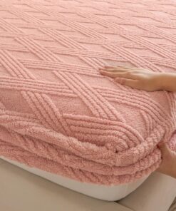 Mateju Weiches Fleece Spannbettlaken Verdickter Jacquard Winter Warme Plüsch Spannbetttuch für Hohe Matratze, Boxspringb