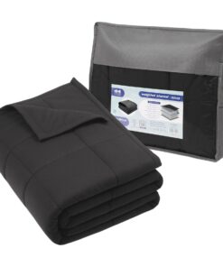 Harbour Housewares Gewichtsdecke 6kg 125x180cm für Erwachsene - 7-Lagen mit Glasperlen gegen Angst | Schwarz Baumwolle m