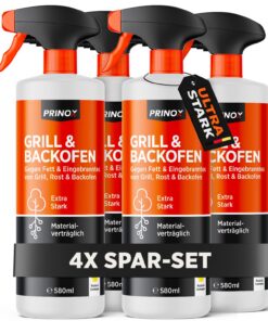 PRINOX 4x Backofenreiniger & Grillreiniger extra stark - Entwickelt & Hergestellt in DE - Entfernt stärkste Verschmutzun