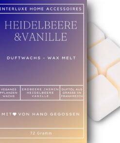 Interluxe Blaubeere Heidelbeere Vanille duftendes Waxmelt - 100% pflanzlich | Interluxe Blueberry Vanilla Waxmelt - Bla