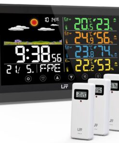 LFF Drahtlose Wetterstation Indoor Outdoor mit Sensoren, Funkwetterstation Thermometer Hygrometer mit Wettervorhersage,