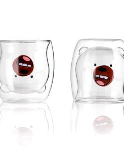 Doppelwandiges Glas Süße Tassen Kakao Kaffeegläser Isoliergläser (Lachender Bär) Doppelwandiges Glas Süße Tassen Teegl