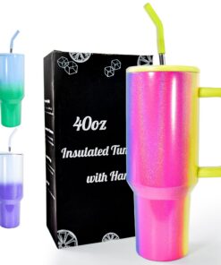 AGH Life Doppelwandiger Edelstahl Thermobecher für Reise und Ausflüge 40oz ThermoTrinkbecher mit Strohhalm und Henkel -