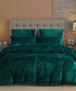 Damier Warme Winter Bettwäsche Cashmere Touch Plüsch Grüne Set - 135x200cm - für Erwachsene - zur Nachtzeit - 2 Teile mi