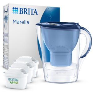 BRITA Wasserfilter Kanne Marella blau (2,4l) – Ideal für eine kochfeine Brancheinfuhr von Wasser, beste Filterung von Ka