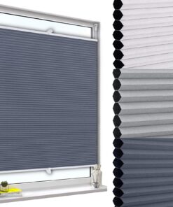 WOLTU Doppelplissee Faltrollo ohne Bohren Verdunklung Thermo Schutz Blau-Weiß 65x130cm Sonnen- & Sichtschutz Jalousie