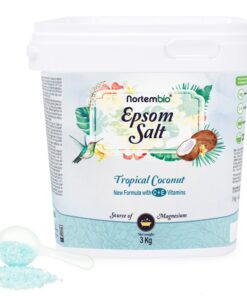 Nortembio 100% Tropische Kokosdüfte Epsom Salz 3 kg - Natürliche Magnesiumquelle für Entspannungsbäder & Hautpflege | Fe