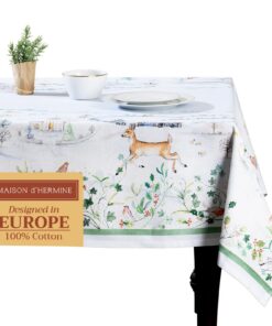 Maison d'Hermine rechteckige Tischdecke 100% Baumwolle Geschenke zum Muttertag (OEKO-TEX STANDARD 100, Hotelqualität, 14
