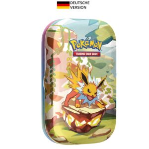 Pokémon-Sammelkartenspiel: Mini-Tin-Box Karmesin & Purpur – Prismatische Entwicklungen: Blitza (2 Boosterpacks & 1 Münze