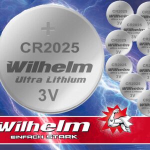 10 x Wilhelm CR2025 Lithium Batterie 3V für Industrieware - Spezialzellen | Wilhelm 10 x CR2025 Lithium Batterien 3V -