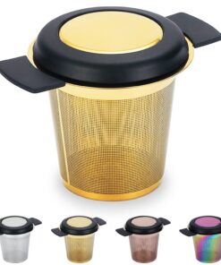 Kyraton Edelstahl-Tee-Ei Gold, großes Fassungsvermögendses feinem Netzsieb, perfekte Größe für Tee und Kaffee-Doppelschw