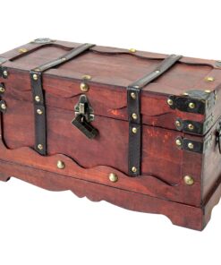 HMF 6400-140 Schatztruhe aus Holz mit Schloss | 40 x 19 x 22 cm Groß