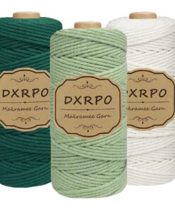 Premium Makramee Garn Set für Boho Deko - Baumwollgarn 3 Stück 3mm x 100m -ideal für Hängepflanzen und DIY Handwerk - Pe