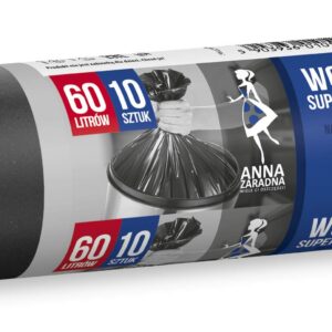 ANNA ZARADNA Super Stark Müllbeutel 60l | 10 Stück | Reißfest für Hausmüll & Büro | Müllsack Schwarz