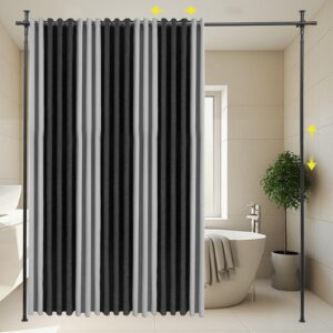 Raumteiler Paravent Gestell mit ausziehbaren Gardinenstäben für Wohnzimmer und Balkone - Eichfarben - 0.7-1.77x1.22-|05