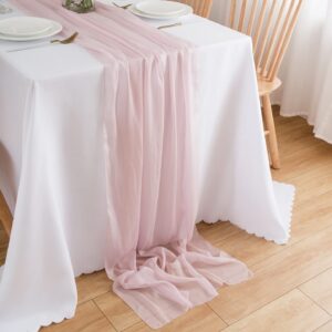 Chiffon Tischläufer Rosa, dünner Hochzeits-table-runner, 70x300 cm, feinster Tischdecker zur Hochzeit und Feierlichen Oc