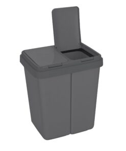 Ribelli Zweimer Duo Müllbehälter geruchsdicht Anthrazit 2 x ca. 25 Liter, 500114