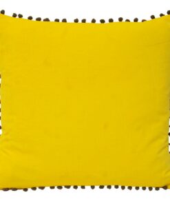 Riva Home Velvet Pompom Polsterbezug -Comfort und Stil für Sessellehnen (45x45cm) (Gelb/Grau) Riva Home Velvet Pompom