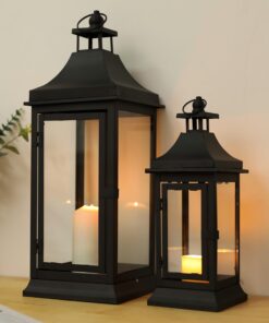 JHY DESIGN Vintage Hängende Turm Laterne Metall kerzengroß für Garten und Innenraum(deutsch) JHY DESIGN Kerzenlaterne