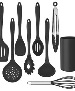 HaWare Küchenhelfer Set, 9-teiliges Silikon, Hitzebeständiges Kochutensilien, Spülmashinenfest - Schwarz HaWare Küchen