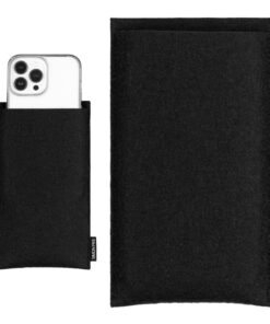 SimonPike Handyhülle für Apple iPhone 16 Pro | 15 Pro | 14 Pro | 13 Pro | Filztasche aus Wollfilz | Schwarz | Boston Grö