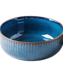 CSYY Große Keramik Salatschüssel 1800ml 21cm Blau - Porzellan Suppenschale