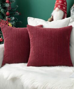 MIULEE Weihnachtlich Dekorative Kissenbezüge WeinRot 45x45 cm Versteckter Reißverschluss