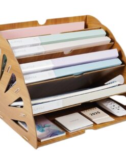 Holz Dokumentenablage A4 5 Ablagefächer für Büro Schreibtisch Organizer Aktenaufbewahrung