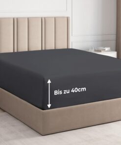 Spannbettlaken 180x200 cm – 40 cm Steghöhe – Aus gebürsteter Polyester-Mikrofaser – Ideal für Boxspringbetten – Passt au