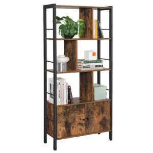 VASAGLE Bücherregal, geräumiger Bücherschrank mit 4 offenen Regalebenen für Wohnzimmer und Büro, vintagebraun-tintenschw