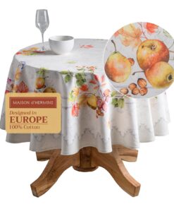 Maison d'Hermine Tischdecke 100 % Baumwolle für Küche und Esszimmer bunte Partydeko Oeko-Tex Standard 100 Round 6|cm Ø