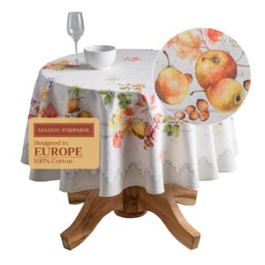 Maison d'Hermine Tischdecke 100 % Baumwolle für Küche und Esszimmer bunte Partydeko Oeko-Tex Standard 100 Round 6|cm Ø