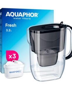 AQUAPHOR FRESH - Wasserfilterkanne 3,2 L Schwarz mit Maxfor+ Kartuschen – Freshen Ihr Wasser bei jedem Anlass