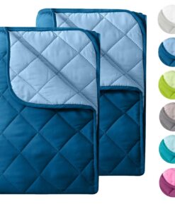 Wometo 2 Stück Microfaser Kochfest Sommerbettdecke dunkelblau und blau OekoTex