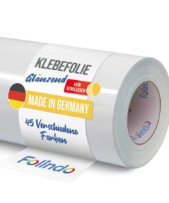 Folindo Selbstklebende Möbelfolie Weiß Glanz für Küche und Möbel | Folindo Glanz Vinyl-Folie 5m x 63cm - Ideal für Küch